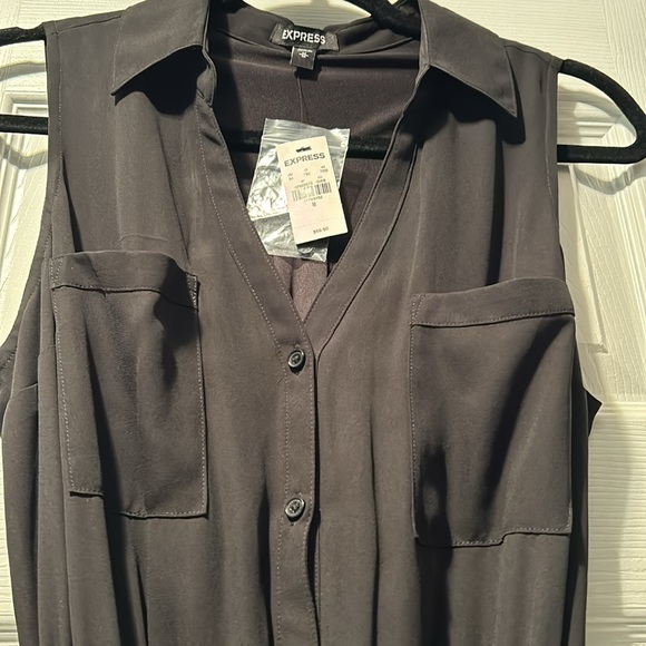 🖤NWT Express Portafino Black Sleeveless Romper Shorts Tie Waist - Picture 13 of 16